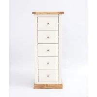 Cabinet Bits Trevi 5 Drawer Narrow Chest of Drawers Chrome Knob in Off-White