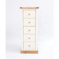 Cabinet Bits Trevi 5 Drawer Narrow Chest of Drawers Wood Knob in Off-White