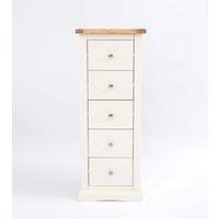 Cabinet Bits Castelli 5 Drawer Narrow Chest of Drawers Chrome Knob in Off-White