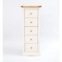 Cabinet Bits Castelli 5 Drawer Narrow Chest of Drawers Wood Knob in Off-White