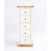Cabinet Bits Trevi 5 Drawer Narrow Chest of Drawers Brass Knob in Off-White
