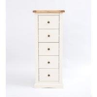 Cabinet Bits Castelli 5 Drawer Narrow Chest of Drawers Brass Knob in Off-White