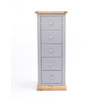 Cabinet Bits Biccari 5 Drawer Narrow Chest of Drawers Chrome Knob in Grey