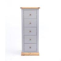 Cabinet Bits Bicarri 5 Drawer Narrow Chest of Drawers Brass Knob in Grey
