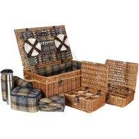 Red Hamper Rope Handled Ravenstor 6 Person Fitted Picnic Basket in Brown