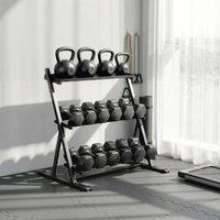 SPORTNOW Dumbbell Rack 3-Tier Weight Organiser for Home Gym 200 KG Capacity in Black