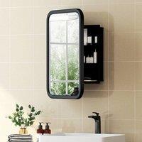 HOMCOM Bathroom Wall Cabinet with Mirror Black
