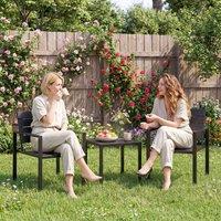 OUTSUNNY 3 Pieces Garden Bistro Set for 2, Outdoor Bistro Table & Chairs in Black