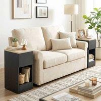 HOMCOM Bedside Tables Set of 2, Nightstands for Bedroom, Living Room in Black