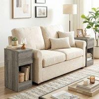 HOMCOM Bedside Tables Set of 2, Nightstands for Bedroom, Living Room in Grey