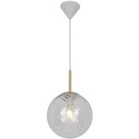 Nordlux Vintage Indoor Pendant Light Brass Metal E27 Swirl Glass - Mains Powered, IP20 in Gold