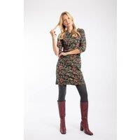 Weird Fish Women's Shafika Cotton Printed Jersey Dress in Navy | Size: 20