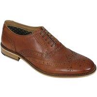 Roamers Men's Tartan Leather Brogue Detailing Gibson Shoes in Tan | Size: 10