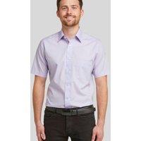 Double TWO Men's Lilac Classic Easy Care Short Sleeve Shirt in Purple | Size: 19.5 in