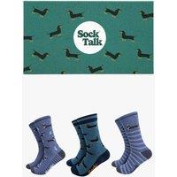 Sock Talk Men's Sailor Sausage Dogs Bamboo Socks Gift Set in Blue | Size: 7-11