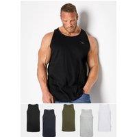BadRhino Men's 5 Pack Vest Tops in Black | Size: 1XL