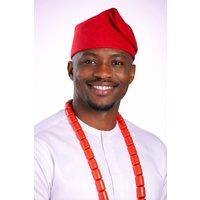 JTAPHRIQUE Men's Authentic Traditional Yoruba Asooke Hat for Men in Red | Size: 22 inches