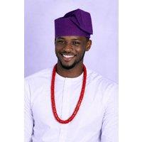 JTAPHRIQUE Men's Authentic Traditional Yoruba Asooke Hat for Men in Purple | Size: 23 inches