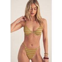 NastyGal Women's Rib Stripe Underwire Bikini Set in Green | Size: 10