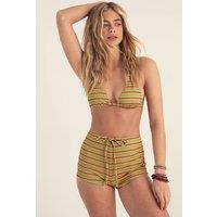 NastyGal Women's Rib Stripe Triangle Shorts Bikini Set in Green | Size: 12