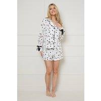 Dorothy Perkins Women's Mono Long Sleeve Bow Cuff Jersey Pyjama Set | Size: Large