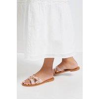 Good For the Sole Women's : Myla Faux Leather Interwoven Flat Mules in Pink | Size: 4