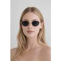 SVNX Women's Metal Oval Cat Eye Sunglasses In Black