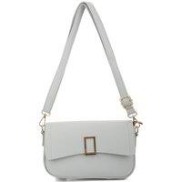 JFY Women's Rectangular Gold-Toned Buckle Cross Body Bag in Grey