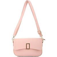 JFY Women's Rectangular Gold-Toned Buckle Cross Body Bag in Pink