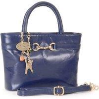 Catwalk Collection Handbags Women's Camilla Top Handle Bag With Crossbody Strap in Blue | Size: Small