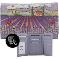 Mala leather Women's Cotswolds Lavender Field Large Tri Fold Purse in Lilac