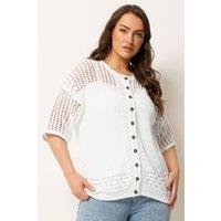 Yours Women's Open Stitch Cardigan in Ivory | Size: 30-32