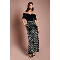 Coast Women's Atelier Velvet Corset Pearl Embellished Maxi Dress in Black | Size: 16