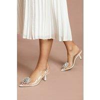 Coast Women's Bridal Venessia Clear Vinyl Diamante Corsage Detail Heeled Court Shoes in White | Size: 4
