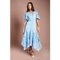 Coast Women's Placement Lace Hanky Hem Dress in Blue | Size: 12