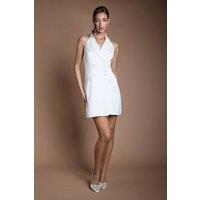 Coast Women's Halter Tuxedo Mini Dress With Back Detail in Ivory | Size: 8