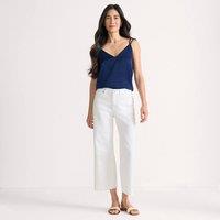 Lands' End Women's Wide Leg Cropped Jeans, High Waisted in White | Size: 18