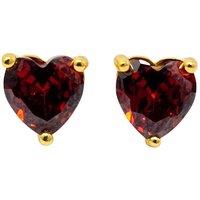Harfi Women's Garnet Heart January Birthstone Stud Earrings in Gold