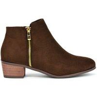 XY London Women's 'Alberto' Low Heel Zip Up Ankle Boots in Brown | Size: 5