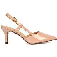 XY London Women's 'Karla' Mid Heel Stilettos Pointed Toe Slingback Court Shoes in Nude | Size: 3