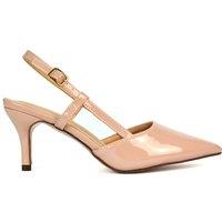 XY London Women's 'Karla' Mid Heel Stilettos Pointed Toe Slingback Court Shoes in Nude | Size: 6
