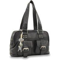 Catwalk Collection Handbags Women's Caroline Leather Handbag in Black | Size: Medium