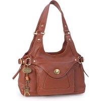 Catwalk Collection Handbags Women's Roxanna Leather Shoulder Bag in Tan | Size: Medium