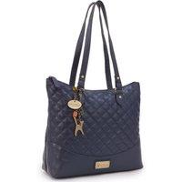 Catwalk Collection Handbags Women's Sofia Quilted Leather Handbag in Blue | Size: Large