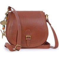 Catwalk Collection Handbags Women's Isabella Leather Saddle Bag With Adjustable Cross Body Strap in Tan | Size: Medium