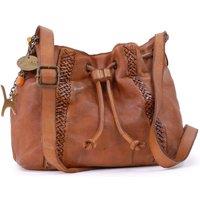 Catwalk Collection Handbags Women's Francesca Leather Cross Body Bucket Bag in Tan | Size: Medium