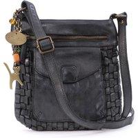 Catwalk Collection Handbags Women's Simona Small Woven Leather Cross Body Bag in Black