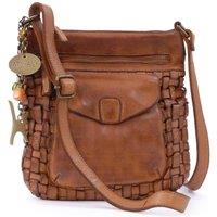 Catwalk Collection Handbags Women's Simona Small Woven Leather Cross Body Bag in Tan