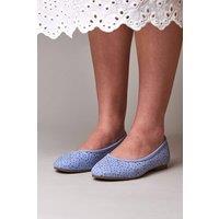 Moshulu Women's 'Senara' Punched Pattern Ballerina Pumps in Light Blue | Size: 5