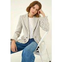 Roman Women's Boucle Frayed Edge Jacket in Soft White | Size: 18